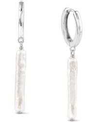 Astor & Orion - Nora Pearl Drop Huggie Earrings Sterling - Lyst