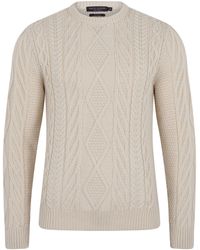 Paul James Knitwear - Neutrals Chunky Merino Wool Cameron Cable Jumper - Lyst