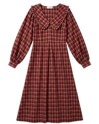 Louche - Alva Shadow Check Long Sleeve Midi Dress - Lyst