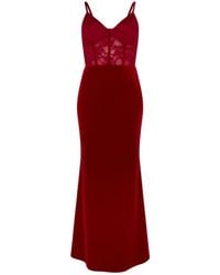 Sour Figs - Sheer Lace Corset Velvet Maxi Dress - Lyst