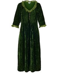 At Last - Silk Velvet Karen Dress In Forest - Lyst