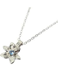 Harfi - Aquamarine March Birthstone Daffodil Birthflower Sterling Charm Necklace - Lyst
