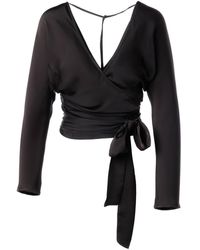 concept A trois - Wrap Top With Long Raglan Sleeves - Lyst