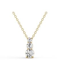 SEREIA OFFICIAL - 14K 0.25 Ct Round Lab Grown Diamond Three Stone Snow Hidden Bail Pendant - Lyst