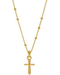 Northskull Dimensional Cross Beaded Necklace In Gold - Metallic