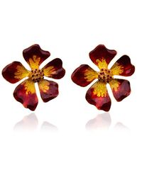 Milou Jewelry - Red & Yellow Wild Rose Flower Earrings - Lyst