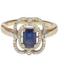 Simon Kemp Jewellers - Fourteen Carat Sold Sapphire And Diamonds Art Deco Ring - Lyst