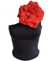 London Atelier Byproduct - One Shoulder Top With Flower Pin - Lyst
