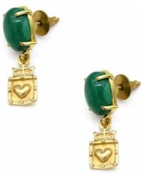 ADIBA - Crown Framed Heart Malachite Handmade Drop Earring - Lyst
