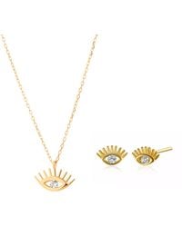 Spero London - Eye Evil Eye Sterling Necklace & Stud Set - Lyst