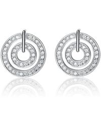 Genevive Jewelry - Sterling Plated With Clear Cubic Zirconia Dual Circle Earrings - Lyst