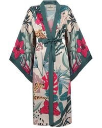 LOVEIST STORE - Del Rey Tropical Leopard Silky Satin Printed Kimono - Lyst