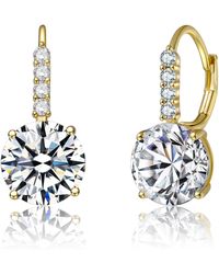Genevive Jewelry - Elegant Basket-Set Drop Earrings With Colored Cubic Zirconia - Lyst