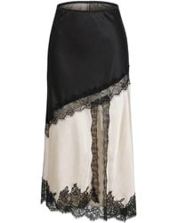 Modenaire - Neutrals Satin Midi Skirt Asymmetric Panel - Lyst