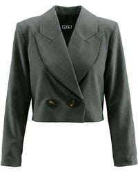 L2R THE LABEL - Cropped Double Breasted Blazer - Lyst