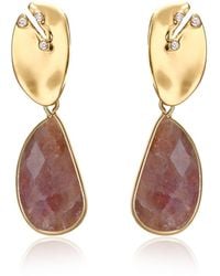 Rare Matters Jewelry - Golden Leaf Drop Earrings - Lyst