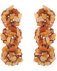 Lavish by Tricia Milaneze - Neutrals / Topaz Orange Mix Rocks Cluster Handmade Crochet Earrings - Lyst
