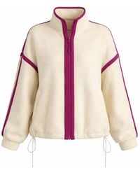 Girl In Mind - Lulu Contrast Binding Full Zip Fleece Butter - Lyst
