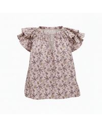 IN OUR NAME - Neutrals Telekis Frill Sleeve Orbea Print Cotton Top - Lyst