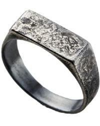 Posh Totty Designs - Molten Oxidised Sterling Signet Ring - Lyst