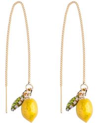 My Little Nature - Plated Threader Earrings – Delicate Pull-Through Dangling Earrings With Lemon Charm - Lyst