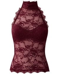 OW Collection - Selah Burgundy Lace Halter Top - Lyst