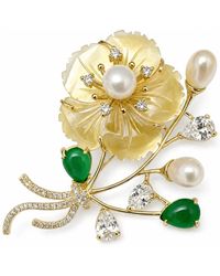 Angel Barocco - Mother Of Pearl Floral Bouquet Brooch - Lyst