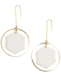 By Chavelli - Hexagon Halo Dangly Earrings - Lyst