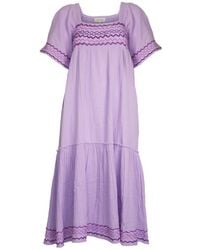 Aspiga Gracie Embroidered Organic Cotton Maxi Dress | Lilac/ Purple