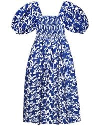 Jessie Zhao New York - Animal World Smocked Cotton Silk Dress - Lyst