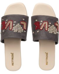 Rettrose - Harmony Luxury Plush Diamanté Embellished Handmade Sliders - Lyst