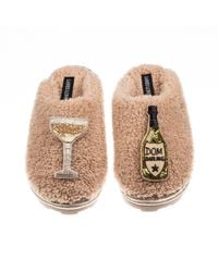 Laines London - Neutrals Teddy Closed Toe Slippers With Dom Darling Champagne Brooches - Lyst