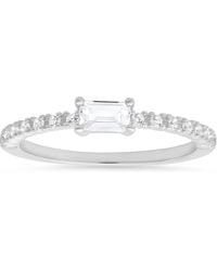 Kylie Harper - Sterling Petite East/West Baguette-Cut Diamond Cz Band Ring - Lyst