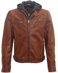 Mauritius - Removable Hood Leather Jacket Biko Cognac - Lyst