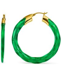 Gold & Honey - Emerald Swirl Twist Lucite Birthstone Hoop Earrings - Lyst