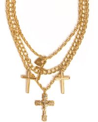 Caramel Vintage Jewellery - Pray Crosses Charm Necklace - Lyst