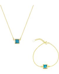 Spero London - Square Sterling Necklace & Bracelet Set - Lyst