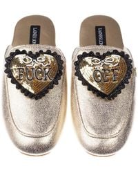 Laines London - Classic Mules With & Fuck Off Hearts Brooches - Lyst