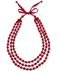 Silk and Bears - Crimson Hand-Knotted Silk Bead Necklace – Triple Strand - Lyst