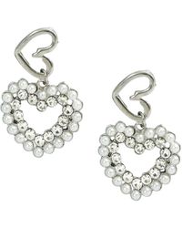 Maison De Gala - Pearl-Crystal Heart Halo Drop Earrings - Lyst