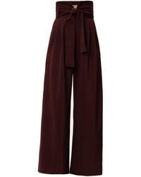 Julia Allert - High Waist Long Wide Leg Trousers – Burgundy - Lyst