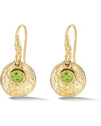 Dower & Hall - Hammered Disc & Peridot Array Drop Earrings - Lyst