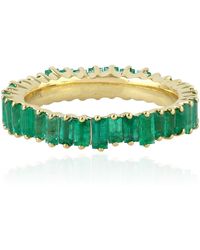 Artisan - Yellow Gold Baguette Emerald B& Ring Women Handmade Jewelry - Lyst