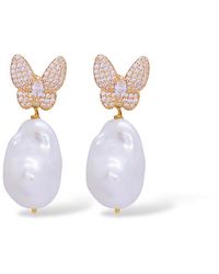 VALERIE CHIC - Sparkle Butterfly Baroque Pearl Earrings - Lyst