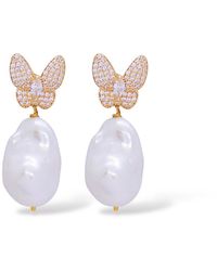 VALERIE CHIC - Sparkle Butterfly Baroque Pearl Earrings - Lyst