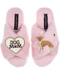 Laines London - Classic Slippers With Dog Mum/Mom & Fawn & Italian Greyhound Brooches - Lyst