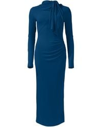 Lendrop Studios - Yuna Tie Neck Midi Dress - Lyst