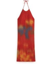 Thinking Mu - Pleated Midi Dress Flowers Miriam - Lyst