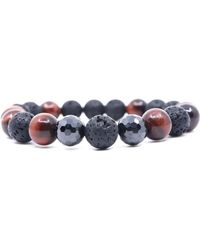 Shar Oke - Tiger's Eye, Cubic Zirconia & Lava Beaded Bracelet - Lyst