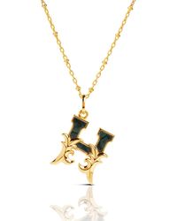 Kasun - Plated H Initial Necklace With Marble - Lyst